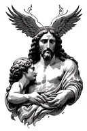 Jesus saving Peter tattoo design idea