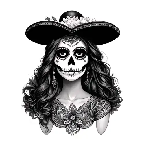 Mexican Catrina tattoo design idea