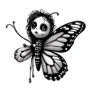 voodoo doll, butterfly flying tattoo design idea
