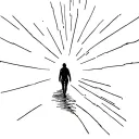 I want you to design a tattoo what the suggestive has: a person walking and a light from the sky that guides their path, and the tattoo design idea