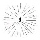 I want you to design a tattoo what the suggestive has: a person walking and a light from the sky that guides their path, and the tattoo design idea