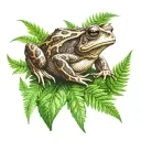 Toad on Fern tattoo design idea
