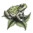 Toad on Fern tattoo design idea