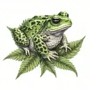 Toad on Fern tattoo design idea