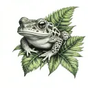 Toad on Fern tattoo design idea