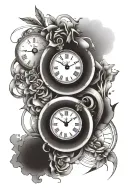 two clocks (3:48 and 3:49) tattoo design idea