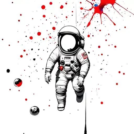 Coverup Space With Astronaut floating tattoo design idea