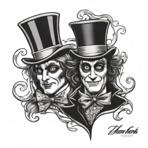 half willy wonka half devil tattoo design idea