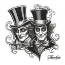half willy wonka half devil tattoo design idea