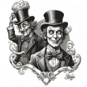 half willy wonka half devil tattoo design idea