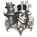 half willy wonka half devil tattoo design idea