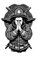 firefighter holding hands praying tattoo design idea