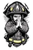 firefighter holding hands praying tattoo design idea