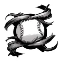 infinity baseball laces around elbow tattoo design idea