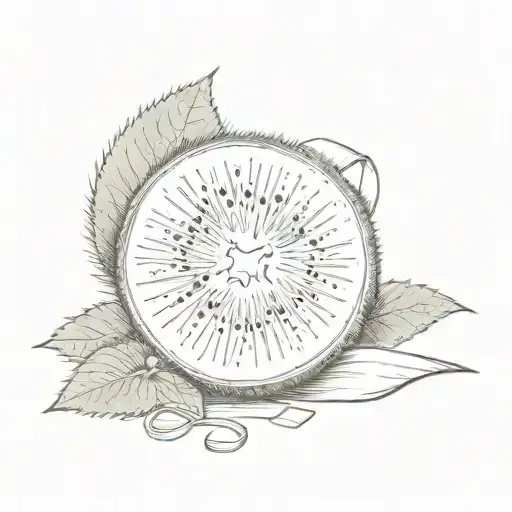 kiwi fruit with a ribbon tattoo design idea