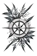 geometrical compass design incorporating elements of nature tattoo design idea