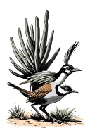 Yucca, desert, roadrunner sprinting through a desert tattoo design idea