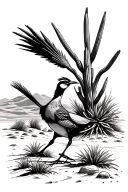 Yucca, desert, roadrunner sprinting through a desert tattoo design idea