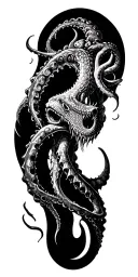 kraken on blackout sleeve tattoo design idea