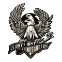Combine elements of US Army Infantry insignia with traditional military camouflage patterns tattoo design idea
