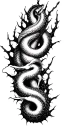 Raw Blackwork Chaotic Bold Strokes Brutalist Dark Abstract  Thorns Expressive Anatomical Horror snake wrapping around tattoo design idea