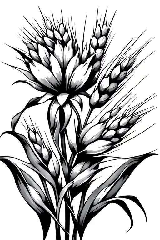 Lillie's and wheat stalk intertwined tattoo design idea