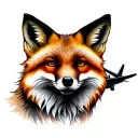 Fox and plane black tattoo tattoo design idea