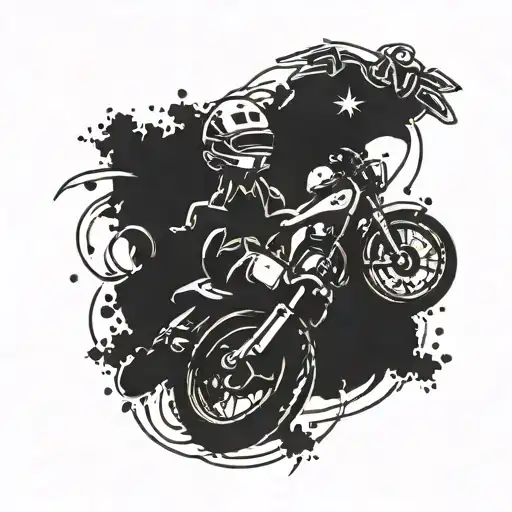 A tattoo design featuring the logo of Suicide Boys intertwined with a dirtbike silhouette tattoo design idea