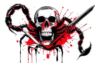 Skull with scorpion with sword tattoo design idea