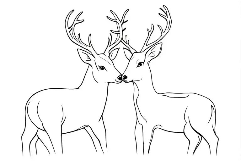 an buck and a doe embracing each other tattoo design idea