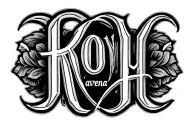 Design a tattoo with the an ambigram the reads the name "Roy" one way and the name "avena" the other way  tattoo design idea