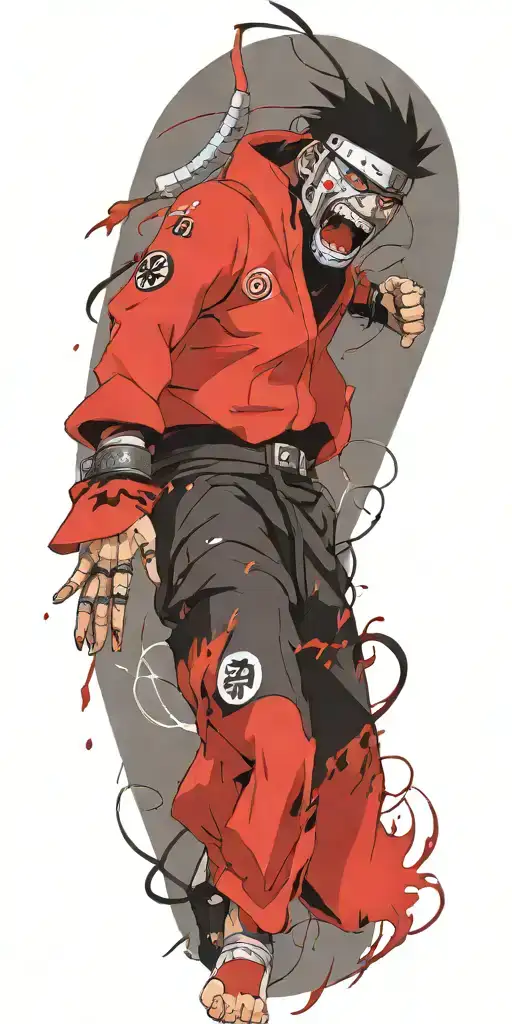 naruto screaming wearing oni mask fighting off inner demons  tattoo design idea
