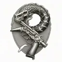 don't tread on me flintlock pistols tattoo design idea