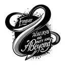 infinity symbol with the words forever and always to infinity and beyond  tattoo design idea