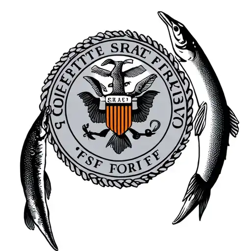 great seal of the state of florida with a snook and orange  tattoo design idea
