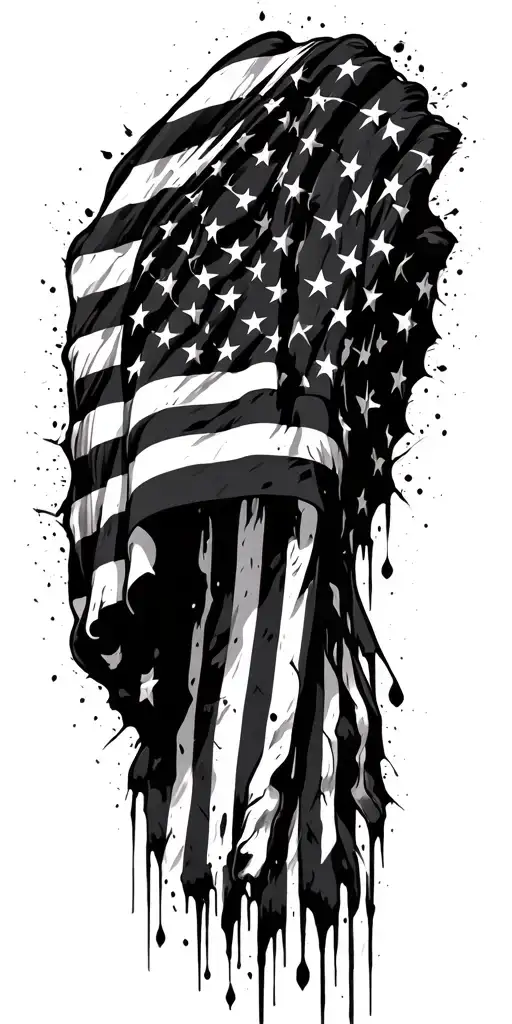 american flag tattered and waving, spartan inspired tattoo design idea
