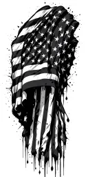 american flag tattered and waving, spartan inspired tattoo design idea