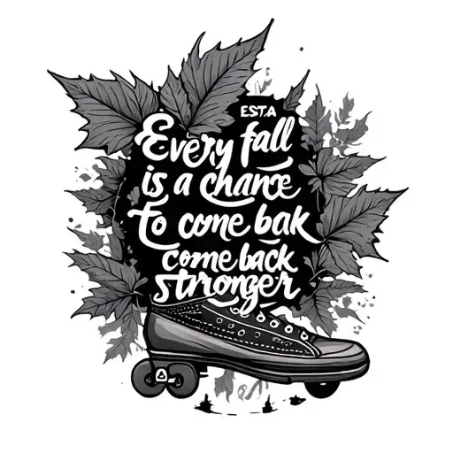 UM SKATE CoM ESTA FRASE Every fall is a chance to come back stronger tattoo design idea