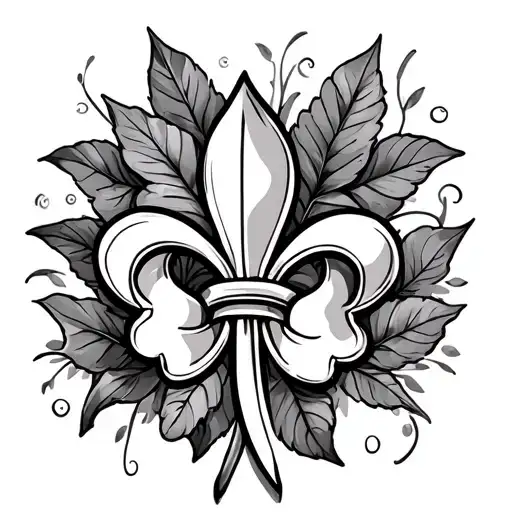 breast cancer and clover leaf and fleur de lis leaf tattoo design idea