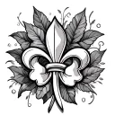 breast cancer and clover leaf and fleur de lis leaf tattoo design idea