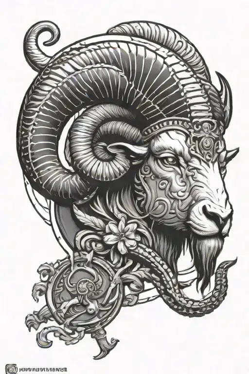 aries zodiac ram with mars god of war tattoo design idea