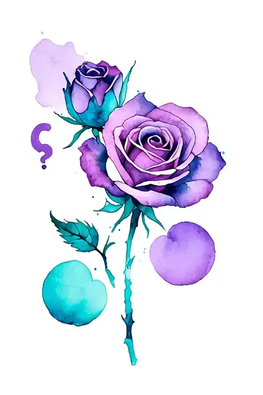  teal and purple rose and semicolon incorporated tattoo design idea