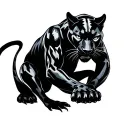 black panther crawling upwards your leg tattoo design idea