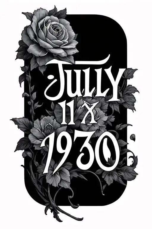 July 11 1979 in roman numerals tattoo design idea