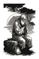 abraham praying at altar on a hill tattoo design idea