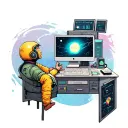 space, computer, tattoo design idea