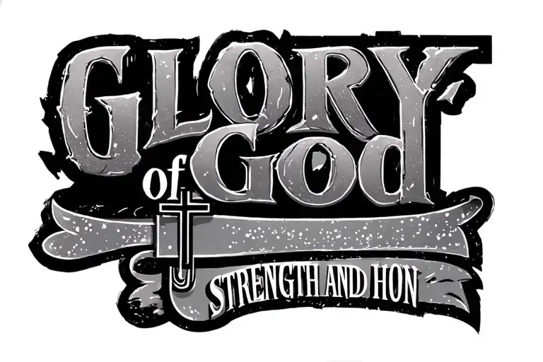 "Glory of God, Strength and Hon" crosses tattoo design idea