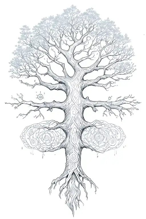 Vegvisir Yggdrasil tree with nordic tattoo design idea