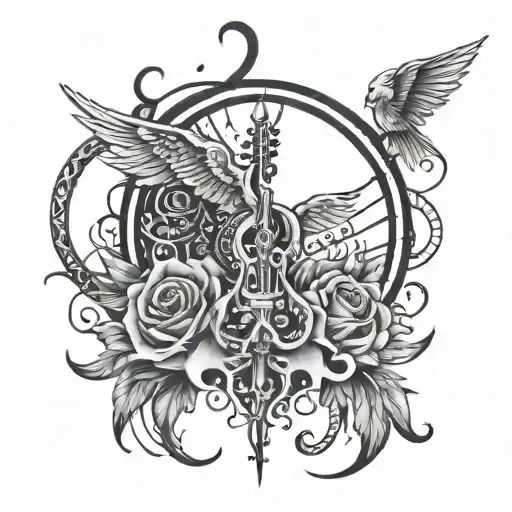 techno music, freedom, energy, grateful, heartbreak, life is temporary, live to the fullest tattoo design idea