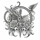 techno music, freedom, energy, grateful, heartbreak, life is temporary, live to the fullest tattoo design idea